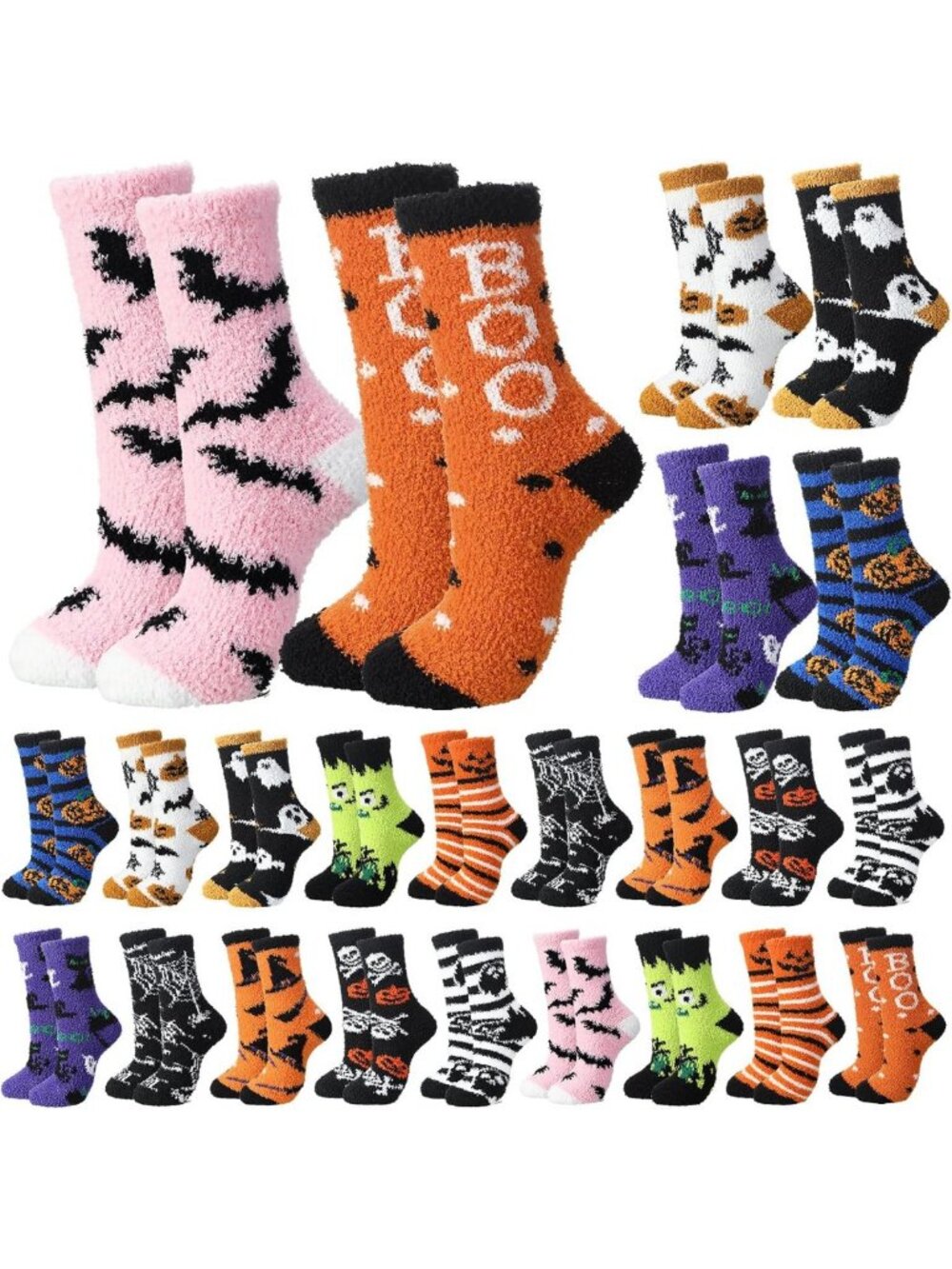 Cozy Fuzzy Halloween Crew Socks | Thick, Warm, Unisex Novelty Design